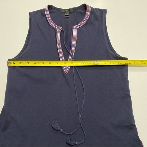 J. Crew Sleeveless Navy Top - XXS - Ribbon Trim - Deep V Neck - Picture 7 of 10